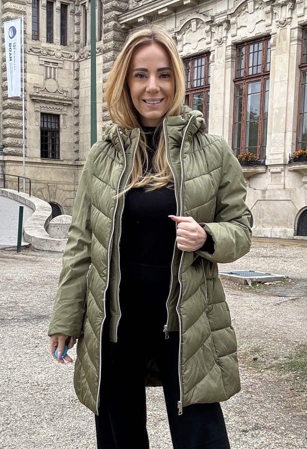 Sesil kabát khaki – Női télikabát dupla cipzárral és kivehető belső résszel – Innova Fashion